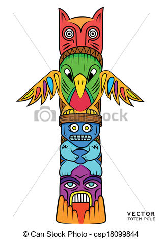 Eps Vector Of Vector Totem Pole A Bright And Colourful Totem Pole
