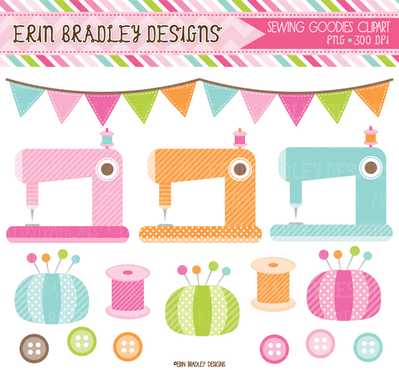 Erin Bradley Designs: New Sewing Clipart, Digital Papers