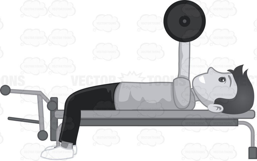 Man Lifting A Barbell On Weig - Exercise Bench Clipart