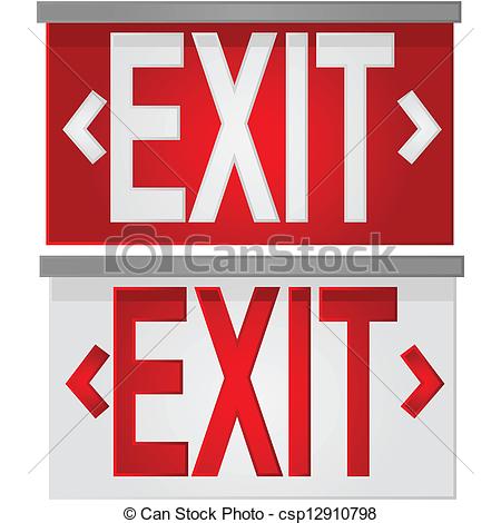 ... Exit signs - Glossy illustration showing a white exit sign.