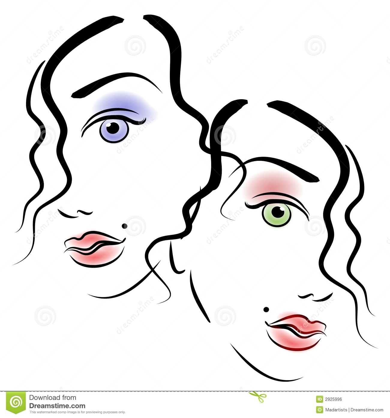 Faces of Women Clip Art 3 Royalty Free Stock Image