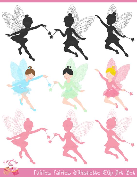 Fairies Fairies Silhouette Clip Art Set by 1EverythingNice on Etsy