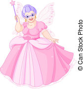 Fairy Godmother - Smiling Fairy Godmother holding magic wand.