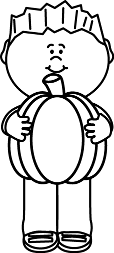 Black and White Kid Holding a - Fall Clipart Black And White