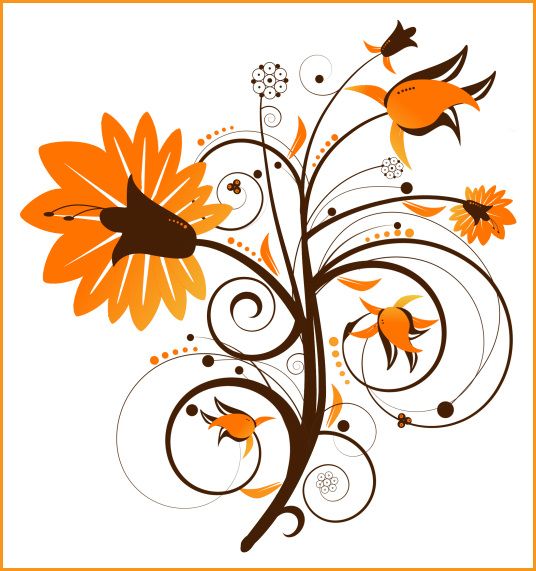 Fall Flowers Clip Art | PSP tube download. Floral Swirl Flower clipart. Great for