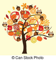 Fall tree Clip Artby lilac4/371; Fall tree - vector tree with fall elements