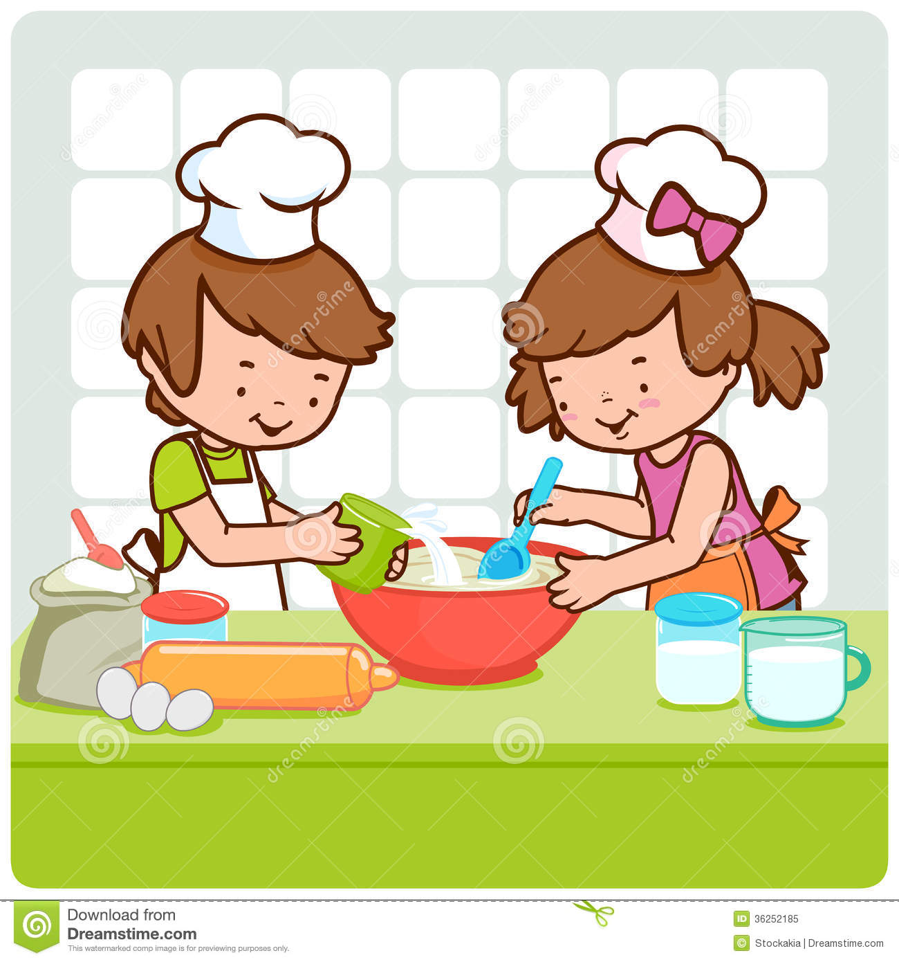 children cooking: illustratio