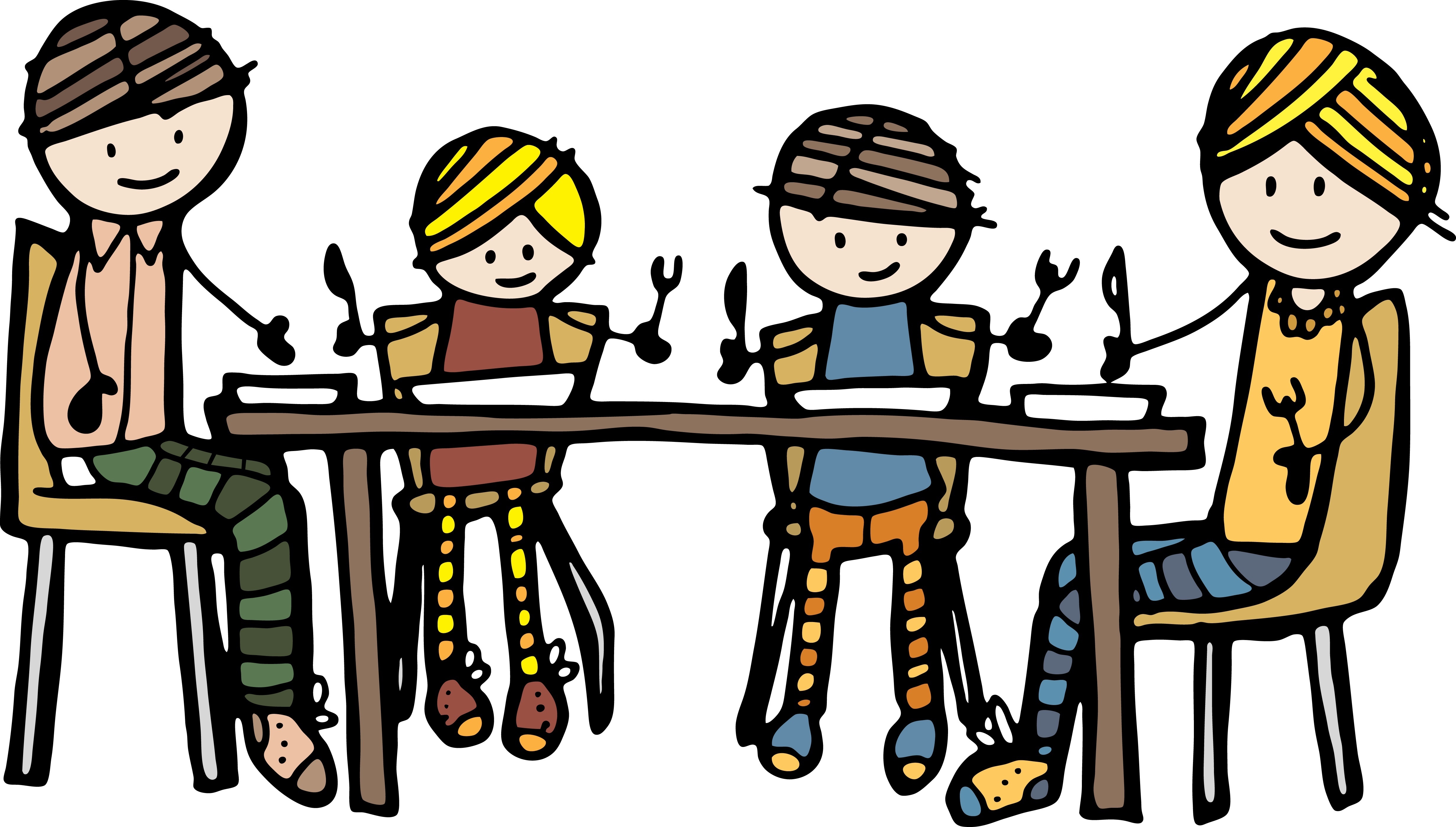 Family At Dinner Table Clipart