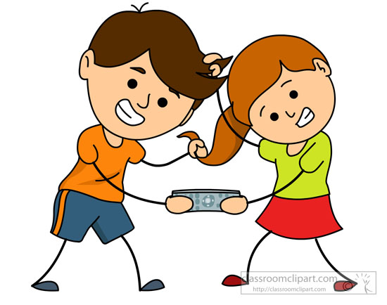 Family Brother And Sister Fighting For Remote Classroom Clipart