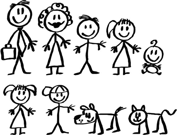 Family Clipart 5 People Stick - Stick Figure Family Clipart