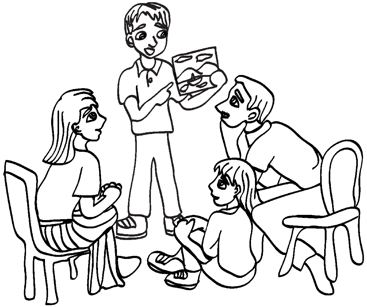Church Family Clipart | Surf  - Family Clipart Black And White