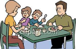 Family Eating Dinner Royalty Free Clipart Picture