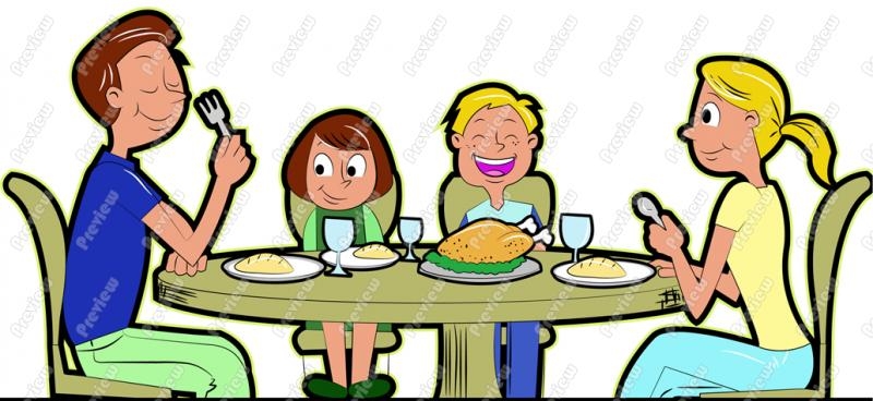 Family Eating Dinner Clipart