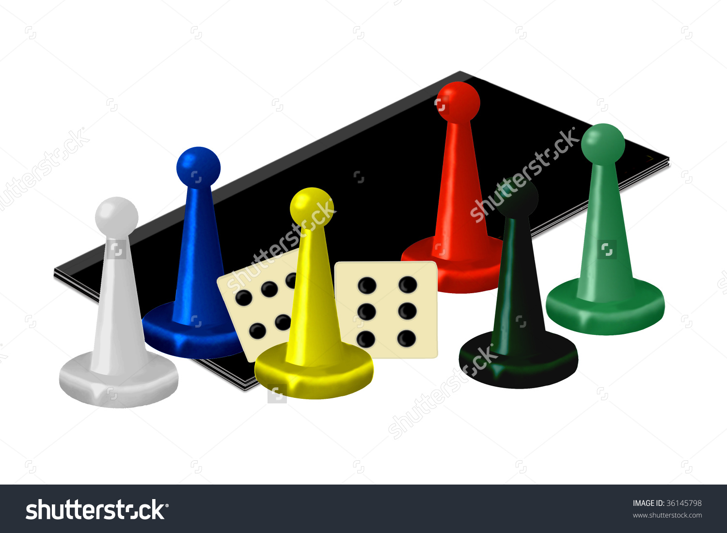 Family Game Night - Clipart of a game board, dice and brightly colored game pieces