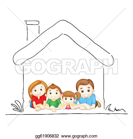 Family in Sweet Home - Home Sweet Home Clipart