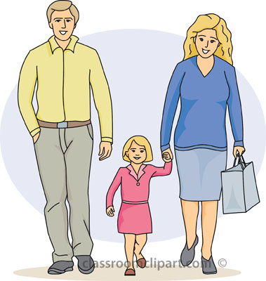 Family Mother Holding Childs Hand With Father Classroom Clipart