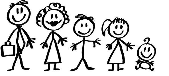 Family Clipart 5 People Stick