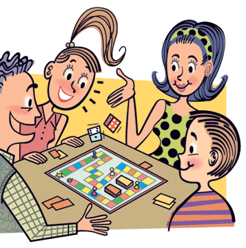Family Playing Board Games . - Board Game Clipart