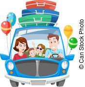 ... Family Vacation, illustration - Family Vacation, Car with.