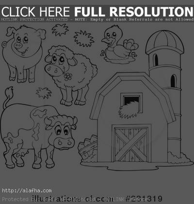 Farm Animals Clipart Black And White 2355 Coloring Pages For Kids