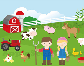 Farm Animals Digital Clip Art, Barnyard Digital Clip Art, Farmer Digital Clip  Art, Instant Download