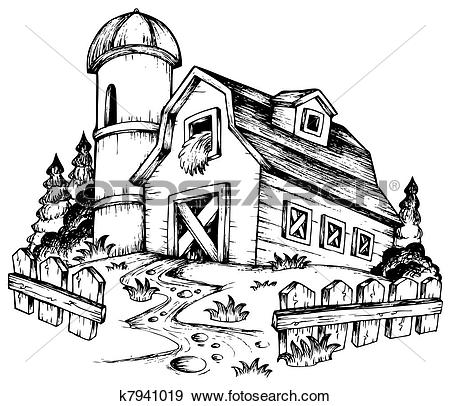Farm theme drawing 1 - Farmhouse Clipart