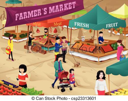 ... Farmers market scene - A  - Farmers Market Clipart
