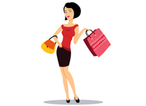 girl with her shopping bag wearing fashinable clothes fashion clipart.  Size: 51 Kb