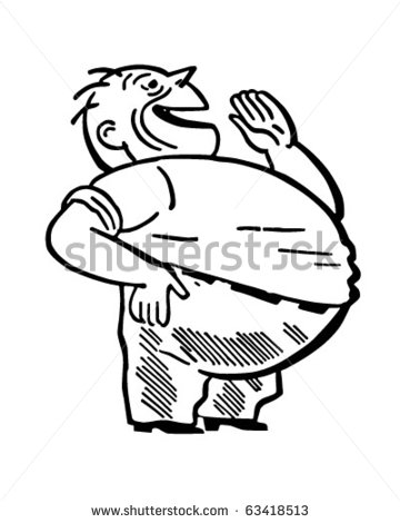 Fat Man Laughing Retro Clipart Illustration 63418513