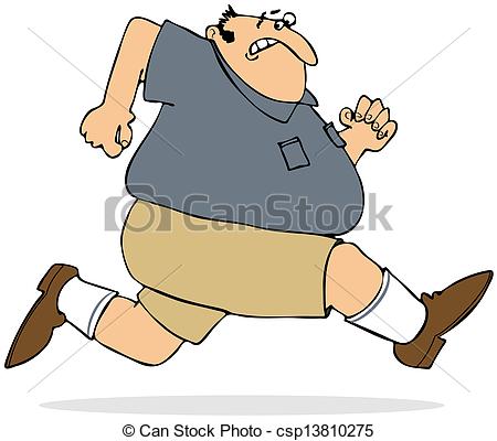 ... Fat man sprinting - This illustration depicts a chubby man.