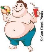 ... Fat man with fast food isolated on white background