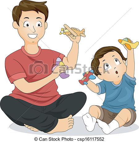 ... Father and Son Play Time - Illustration of a Father and His.