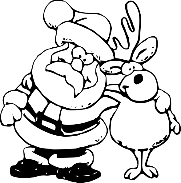 Father Christmas Black And Wh - Black And White Christmas Clipart