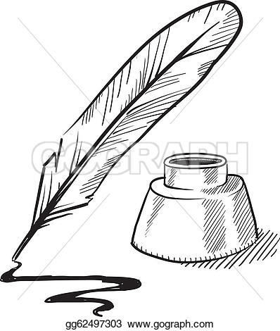 Feather u0026middot; Quill pen and inkwell sketch