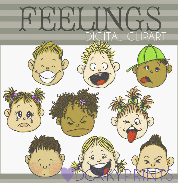 Feelings Clipart Set -Personal and Limited Commercial Use- Emotions clipart, happy kids, sad kids