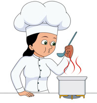 Female Chef Cooking And Tasti - Clipart Cooking