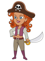 Female Pirate Wearing Hat Holding Sword Clipart Size: 86 Kb