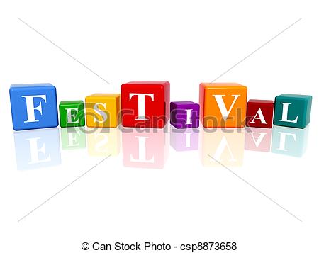 festival in 3d cubes - 3d colourful cubes with letters makes... ...