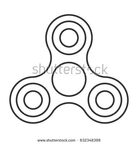 Fidget spinner icon - toy for stress relief and improvement of attention  span. Drawn with