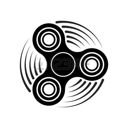 Hand fidget spinner toy icon - stress and anxiety relief. Spinning motion.