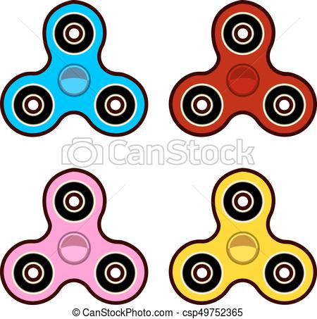 Set Of Fidget Spinners Of Different Colors Most Popular Toys For Stress  Relief Isolated Vector