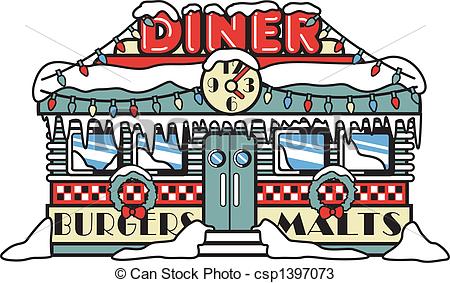 ... Fifties Diner Christmas Clip Art - 1950s fifties style.
