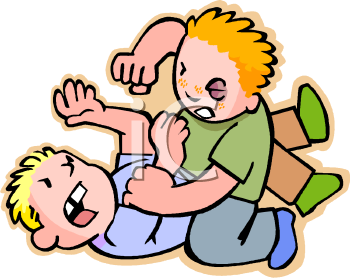 Two young boys fighting - csp