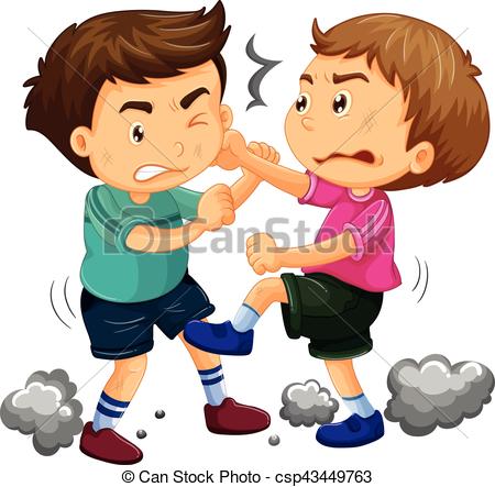 Two young boys fighting - csp - Fighting Clipart
