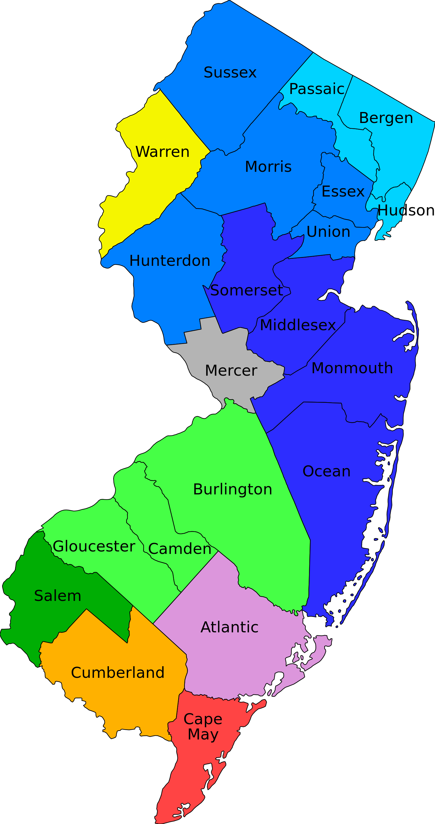 File:New Jersey Counties by . - New Jersey Clipart