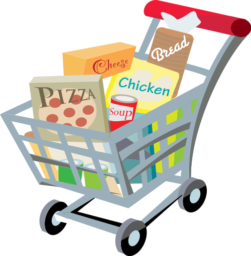 File:Shopping cart with food .