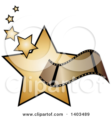 Film Strip Over Golden Stars by Pams Clipart