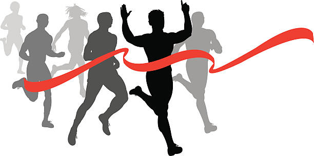 Finish Line - Runner, Sprinter, Track and Field Race Fitness vector art  illustration