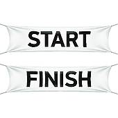 Snail reaching his goal; Starting and finishing lines banner