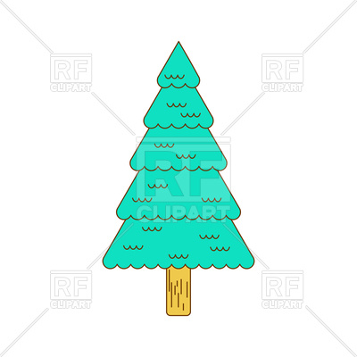 Christmas tree contour style. - Fir Clipart